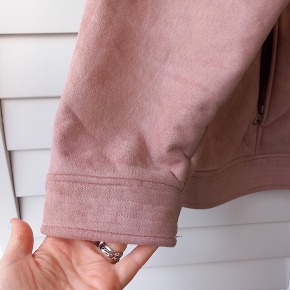 Bonmarche Suedette Bomber Jacket Size XL Rose Dusky Pink - Picture 4 of 12